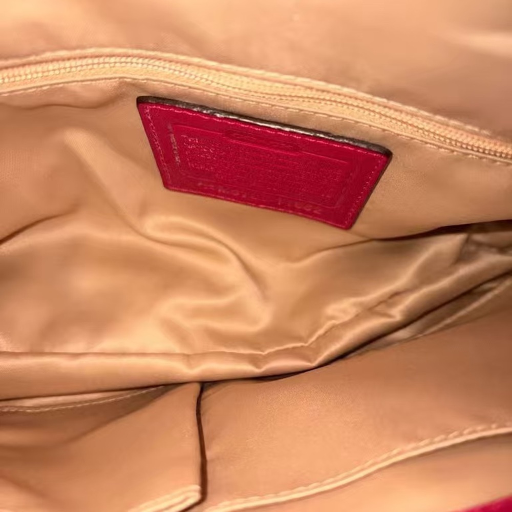 Coach Brown Signature Shoulder Bag with Pink Trim - Picture 6 of 6